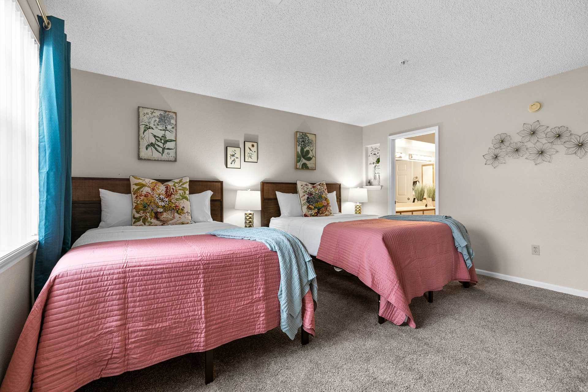 This bedroom also has a private bathroom.